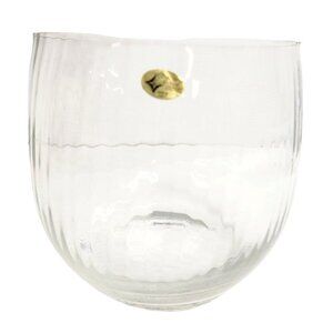 European Collection Blown Ribbed Glass Vase, Bowl  7" x 7" Made In Turkey, Weddi